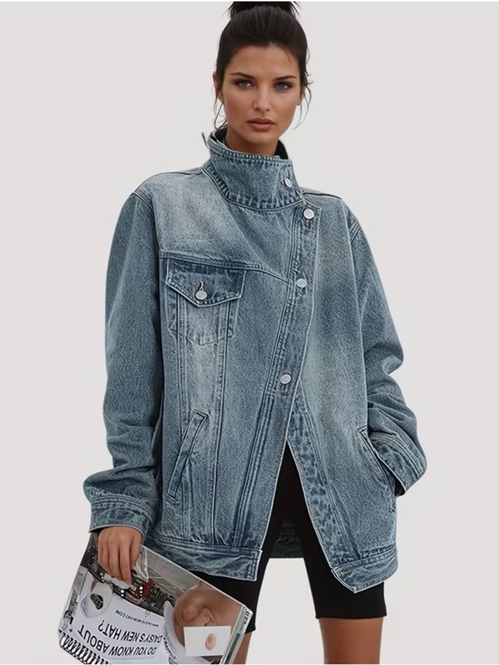 Light Blue Washed Denim Jacket - Women